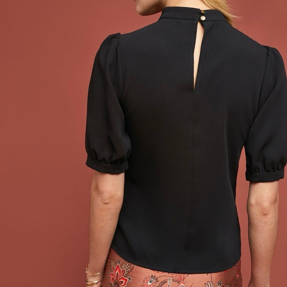 Maeve by Anthropologie Noveau Mock Neck Top Black size 4